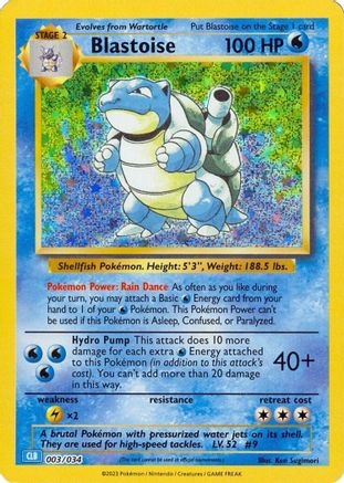 Blastoise 003/034  - Holofoil Trading Card Game Classic