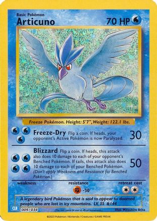 Articuno 009/034  - Holofoil Trading Card Game Classic