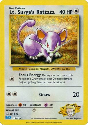 Lt. Surge's Rattata 015/034  - Holofoil Trading Card Game Classic