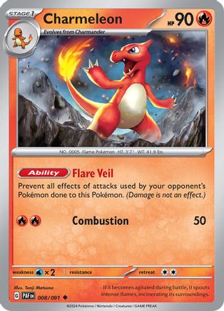 Charmeleon 008/091 - Reverse Holofoil Paldean Fates