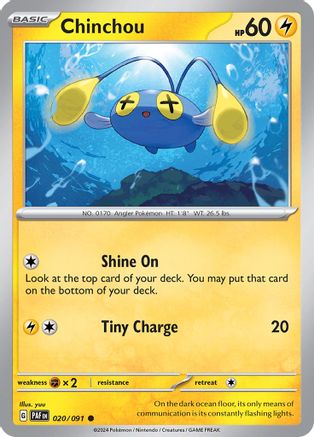 Chinchou 020/091 - Reverse Holofoil Paldean Fates