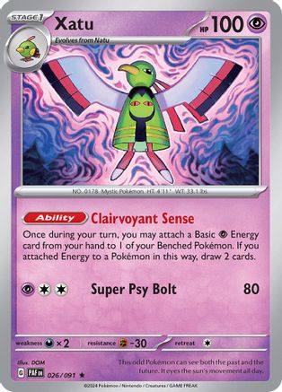 Xatu 026/091 - Reverse Holofoil Paldean Fates