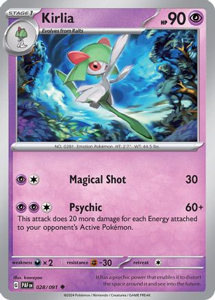 Kirlia 028/091 - Reverse Holofoil Paldean Fates
