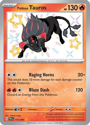 Paldean Tauros 111/091 - Holofoil Paldean Fates