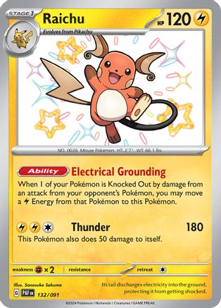 Raichu 132/091 - Holofoil Paldean Fates