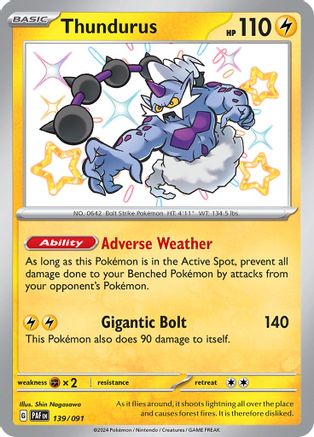 Thundurus 139/091 - Holofoil Paldean Fates