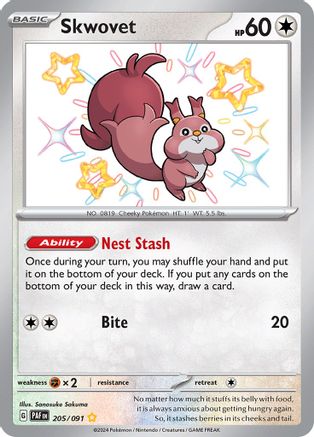 Skwovet 205/091 - Holofoil Paldean Fates