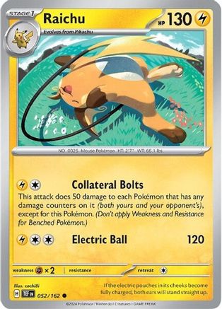 Raichu 052/162  - Reverse Holofoil SV05 Temporal Forces