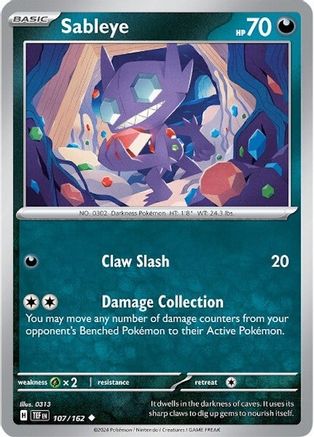 Sableye 107/162  - Reverse Holofoil SV05 Temporal Forces