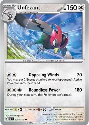 Unfezant 135/162 - Reverse Holofoil Temporal Forces