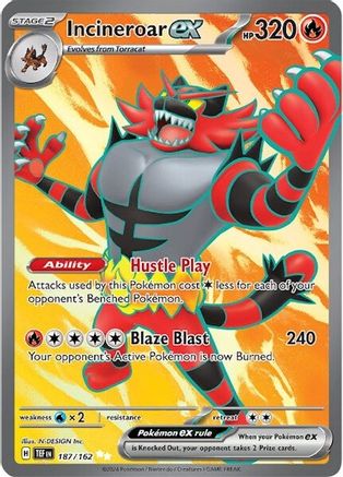 Incineroar ex 187/162 - Holofoil Temporal Forces