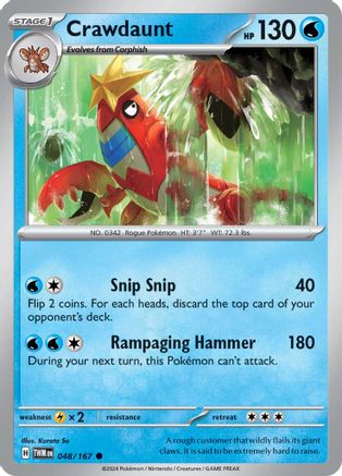 Crawdaunt 048/167 - Reverse Holofoil Twilight Masquerade