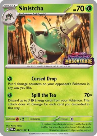 Sinistcha (Prerelease) 022/167  - Holofoil SV Scarlet & Violet Promo Cards