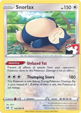 Snorlax 143/196  Prize Pack Series Cards