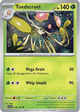 Toedscruel 018/142 - Reverse Holofoil Stellar Crown - Uncommon
