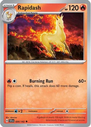 Rapidash 020/142 - Reverse Holofoil Stellar Crown - Uncommon