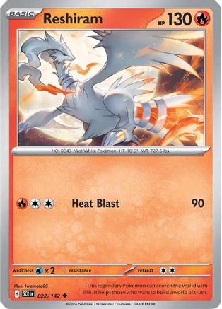 Reshiram 022/142 - Reverse Holofoil Stellar Crown - Uncommon