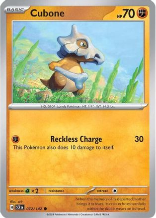 Cubone 072/142 - Reverse Holofoil Stellar Crown - Common