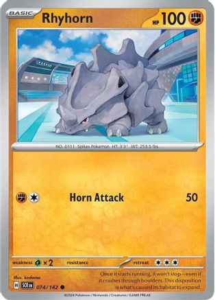 Rhyhorn 074/142 - Reverse Holofoil Stellar Crown - Common