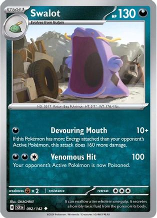 Swalot 092/142 - Reverse Holofoil Stellar Crown - Uncommon