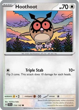 Hoothoot 114/142 - Reverse Holofoil Stellar Crown - Common