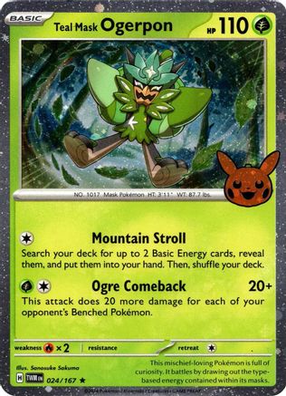 Teal Mask Ogerpon (Cosmos Holo) 024/167  - Holofoil Trick or Trade BOOster Bundle 2024