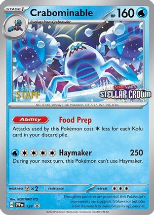 Crabominable (Prerelease) [Staff] 134  - Reverse Holofoil SV Scarlet & Violet Promo Cards