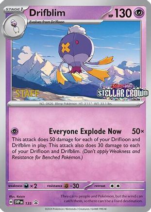 Drifblim (Prerelease) [Staff] 135  - Reverse Holofoil SV Scarlet & Violet Promo Cards
