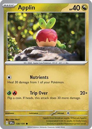 Applin 138/191 - Reverse Holofoil Surging Sparks - Common