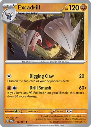 Excadrill 109/191 - Reverse Holofoil Surging Sparks - Common