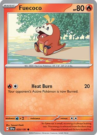 Fuecoco 029/191 - Reverse Holofoil Surging Sparks - Common