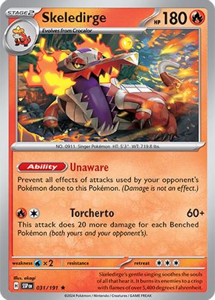 Skeledirge 031/191 - Holofoil Surging Sparks - Rare