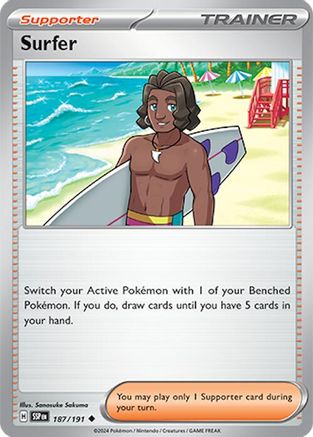 Surfer 187/191 - Reverse Holofoil Surging Sparks - Uncommon
