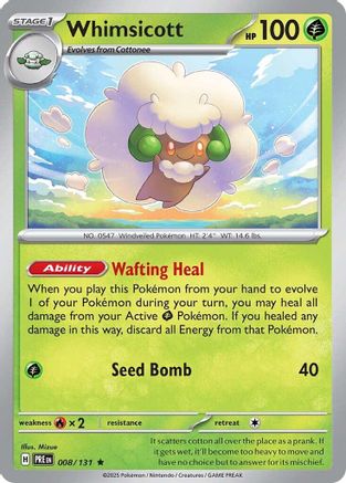 Whimsicott 008/131 - Reverse Holofoil Prismatic Evolutions