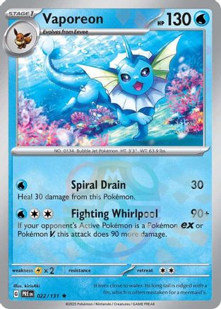 Vaporeon (Master Ball Pattern) 022/131 - Holofoil Prismatic Evolutions