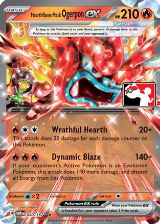 Hearthflame Mask Ogerpon ex 040/167  - Holofoil Prize Pack Series Cards