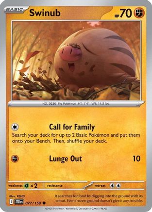 Swinub 077/159  - Reverse Holofoil SV09 Journey Together - Common