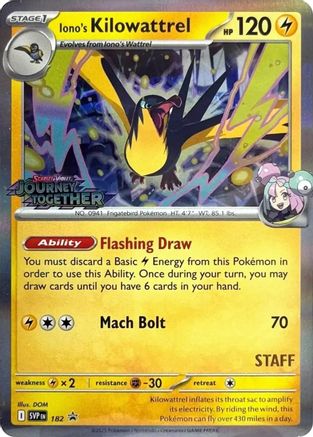 Iono's Kilowattrel (Prerelease) [Staff] 182  - Holofoil SV Scarlet & Violet Promo Cards