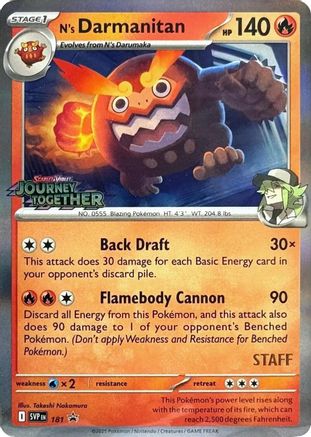 N's Darmanitan (Prerelease) [Staff] 181  - Holofoil SV Scarlet & Violet Promo Cards