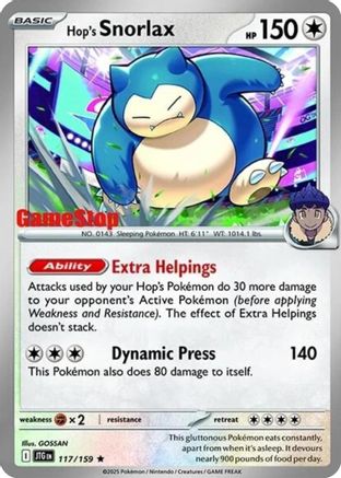 Hop's Snorlax (GameStop)  117/159  - Holofoil Miscellaneous Cards & Products