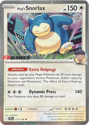 Hop's Snorlax (EB Games)  117/159  - Holofoil Miscellaneous Cards & Products