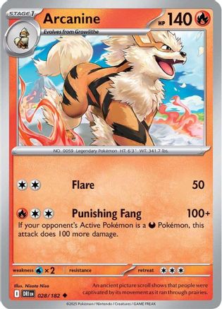Arcanine 028/182 - Reverse Holofoil Destined Rivals - Uncommon