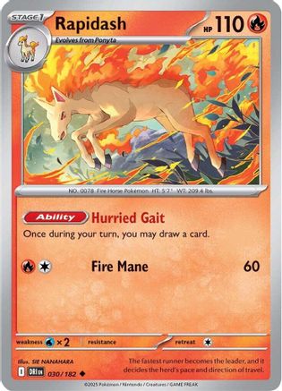 Rapidash 030/182 - Reverse Holofoil Destined Rivals - Uncommon