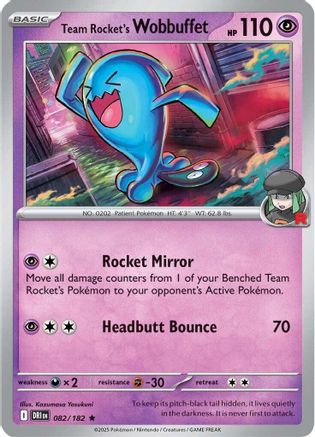 Team Rocket's Wobbuffet 082/182 - Holofoil Destined Rivals - Rare