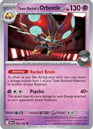Team Rocket's Orbeetle 089/182 - Reverse Holofoil Destined Rivals - Uncommon