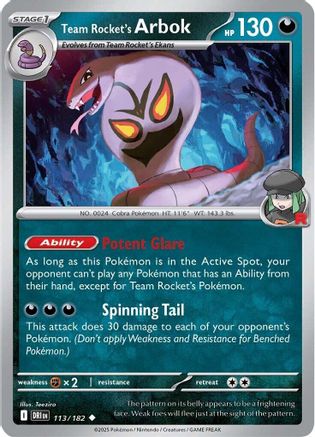 Team Rocket's Arbok 113/182 - Reverse Holofoil Destined Rivals - Uncommon