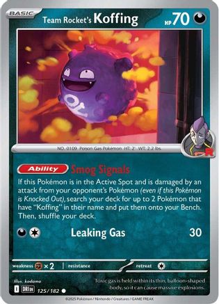 Team Rocket's Koffing 125/182 - Reverse Holofoil Destined Rivals - Common
