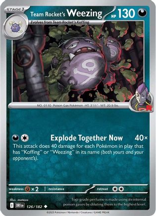 Team Rocket's Weezing 126/182 - Reverse Holofoil Destined Rivals - Uncommon