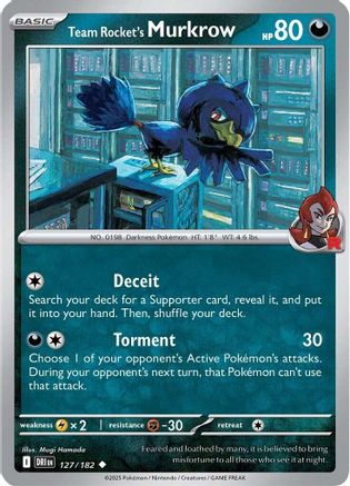 Team Rocket's Murkrow 127/182 - Reverse Holofoil Destined Rivals - Uncommon