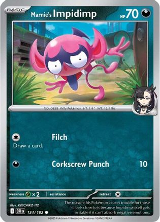 Marnie's Impidimp 134/182 - Reverse Holofoil Destined Rivals - Common